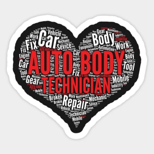 Auto Body Technician Heart Shape Word Cloud Mechanic design Sticker